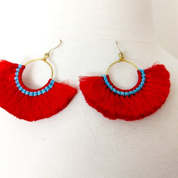 Bold! Red Tassel Earrings - Picture 1 of 4